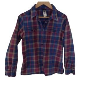 Patagonia Red Blue Fjord Flannel Shirt Womens Size 10 Cotton Gorpcore Outdoor